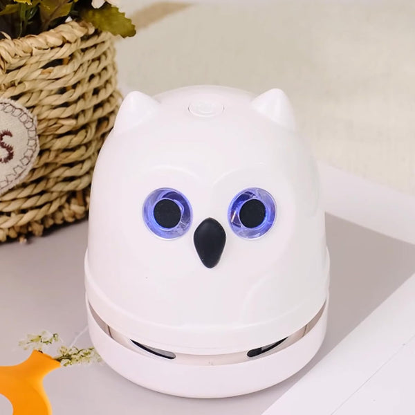 Mini Desktop Vacuum Cleaner, Owl Crumb Vacuum for Sucking up Eraser Crumbs and Pet Fur