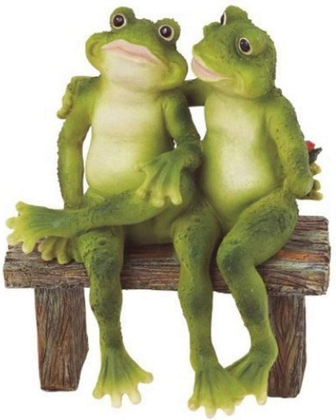 George S. Chen Imports 2 Frogs on Bench Garden Decoration - Collectible Figurine Statue Model