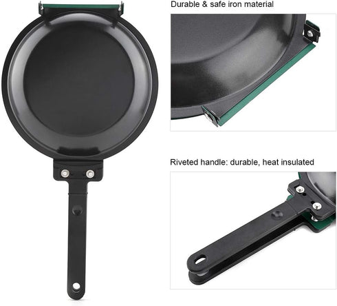 Fdit Double Side Non-stick Ceramic Coating Flip Frying Pan, Pancake Maker for Household Kitchen Cookware
