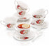Set 6, 6 oz Set, Foraineam Tea Cup and Saucer of Porcelain Ivory Rose Tea Cups with Saucers and Spoons, Floral Coffee