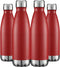 HASLE OUTFITTERS 17oz Stainless Steel Water Bottles - Bulk Vacuum Insulated, Double Walled, Red, 4 Packs