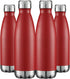 HASLE OUTFITTERS 17oz Stainless Steel Water Bottles - Bulk Vacuum Insulated, Double Walled, Red, 4 Packs