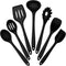 E-far 7-Piece Silicone Cooking Utensils Set, Black Heat Resistant Kitchen Tools, Nonstick Spatula, Ladle, Spoon, Pasta