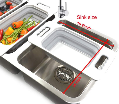 SAMMART Over The Sink Rectangular Colander, Grey