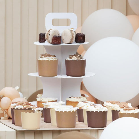 Whaline 120Pcs Brown Paper Baking Cups, Scalloped Edge Cupcake Wrappers, Gradient Brown for Events