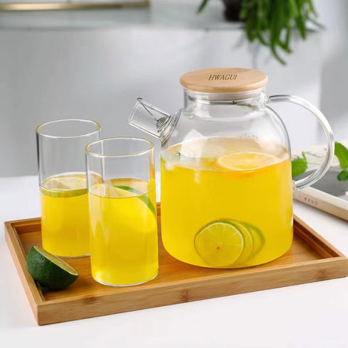 Hwagui Glass Teapot with Infuser, Heat Resistant Kettle for Loose and Blooming Tea, 1600ml/54oz