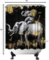 FuShvre Elephant Shower Curtain, Black and Gold Bathroom Decor with Hooks Included, 72"x 72"