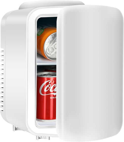 YSSOA 4L 6 Can Eco-Friendly Mini Fridge Cooler and Warmer, Portable Compact Refrigerators, White