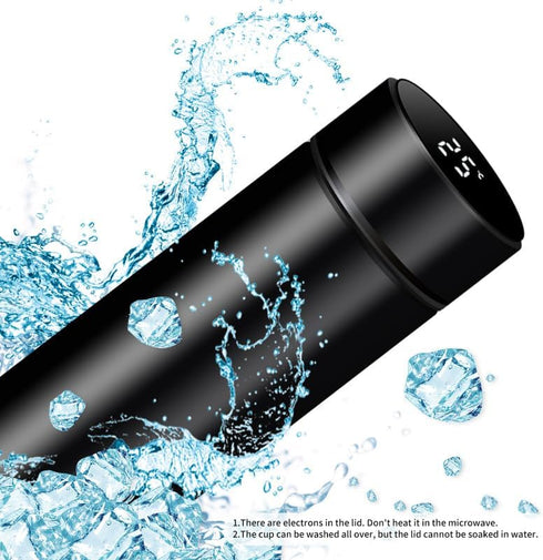 Smart Water Bottle, Stainless Steel Vacuum Flask Travel Mug with LCD Touch Screen, Insulated for Hot or Cold, Red