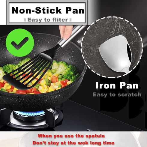 Tenta Kitchen Utensils & Gadget Tool Set - Stainless Steel Slotted Spatula, Nylon Fish Egg Spatulas (Set Of 2)
