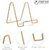 TRIPAR Square Metal Wire Stand, Gold Finish (2 Pack, 6-Inch Depth) - Tabletop Display for Cookbooks, Plates, Photos