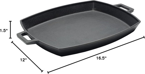 7471 Bayou Classic Cast Iron Shallow Pan Perfect For Hamburgers Grilled Cheese Sandwiches and Bacon Features Wide Loop