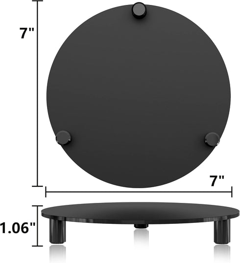 HEMYLU 7 Inch Counter 7-inch Black Acrylic Riser for Displays, Round Pedestal Stand for Kitchen & Bathroom Dcor, Modern