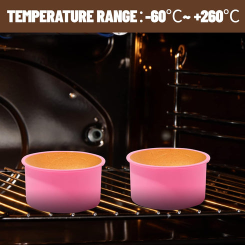 Silicone Mini Round Cake Molds, Set of 6, 4 Inch, Pink