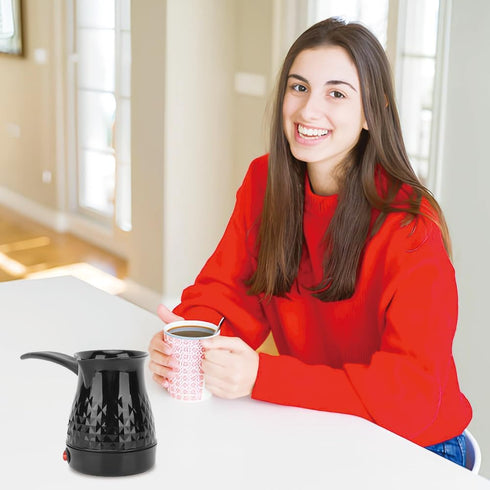 Electric Turkish Coffee Maker, Stainless Steel Kettle with Removable Handle, 600 ML for Home Use