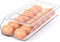 Automatic Rolling Egg Holder for Fridge, Stackable Container with Lid, Clear Plastic Egg Dispenser, Bin & Tray (1 Tier)
