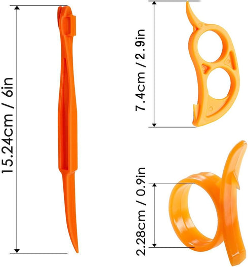 Cosmer Set of 15 Orange Citrus Peelers, Plastic Easy Slicer Cutter Peeler Remover Kitchen Accessories