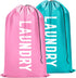 Fiodrimy 2 Pack XL Travel Laundry Bag, Machine Washable Dirty Clothes Organizer (Pink+Blue, 24" x 36")