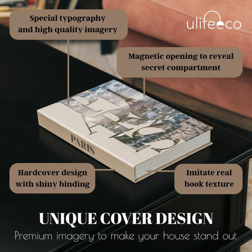 ULIFEECO Set 3 Decorative Books for Home Decor - of Book Decor (London/Paris/New York), Coffee Table Decor, Fake Books