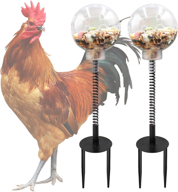 Oooct 2 Pack Chicken Pecking Toys with Swing Feeder, Coop Slow Feeder Toy