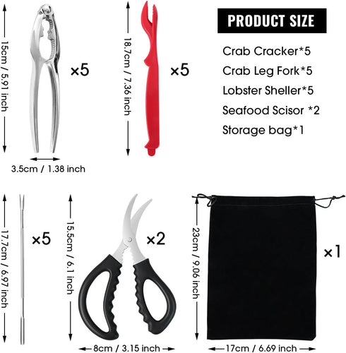 Upoomart Tools,18-Pieces Set 5 5 5 2 Set Crab Crackers and Seafood Tools Includes Crab Crackers, Lobster Shellers, Crab