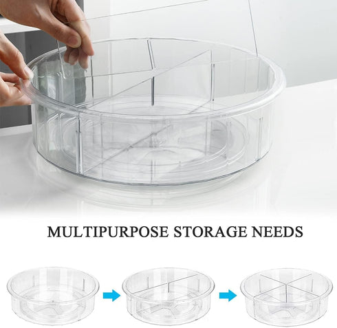 Greenco Lazy Susan Turntable, 12" Round Plastic Clear Storage Organizer with Dividers for Kitchen, Spice Rack, Cabinet, Pantry, Fridge, Freezer, Countertop by Greenco
