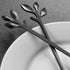 AnSaw Long Handle 7.4-Inch Leaf Teaspoons Set, 6 Pcs Black Stainless Steel