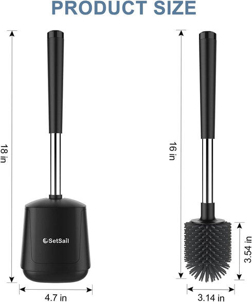SetSail Premium Toilet Bowl Brush and Holder | 2 Pack Automatic Toilet Brushes for Bathroom Cleaning