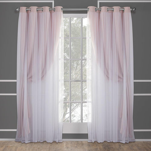 TOWN & COUNTRY LUXE Grommet 2-Pack Set, 52"x96", Talia Double Layer Indoor Curtains, Sheer and Room Darkening Blackout