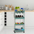 4 danpinera Slim Storage Cart on Wheels, Tier Narrow Laundry Cart with Hooks Hanging Cups Dividers Mobile Rolling Lash
