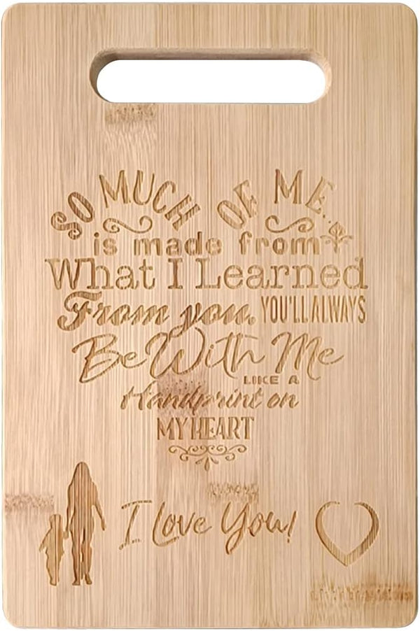 Mom Cutting Board I Love You, Special Love Heart Poem, Laser Engraved Bamboo Board Gifts for Mom