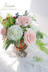 Floroom Artificial Flowers 50pcs Real Looking Blush Foam Fake Roses with Stems for DIY Wedding Bouquets