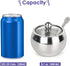 asika Stainless Steel Sugar Bowl with Clear Lid and Spoon, Drum Shape Small Condiment Container for Home, 8.1 Ounces