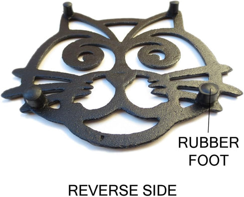 Cat Trivet - Black Cast Iron - Kitchen & Dining Table Accessory - Housewarming & Cat Lover Gifts - 6.6 by 6.3 in