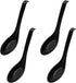 4 Pieces Black Plastic Soup Spoons, Japanese Soup Spoons, Rice Spoons, Chinese Wonton Soup Spoons