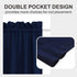 Aquazolax French Door Curtains Drapes, 54x40 Inches Solid Blackout Panels with Tiebacks, Navy Blue