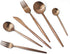 JASHII 6-Piece Rose Gold Flatware Set, 18/10 Stainless Steel Copper Cutlery, Modern Satin Finish, Best Gift