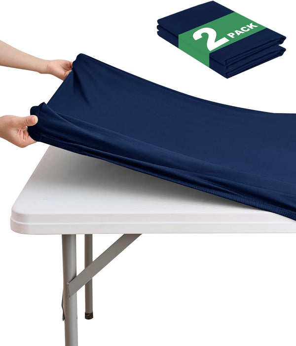 KeyWave Fitted Card Table Covers - Spandex Outdoor Water-Resistant Square Tablecloth with