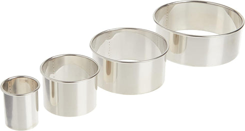 Ateco 4 Piece Round Cutters Set, Stainless Steel, Plain Edge in Graduated Sizes
