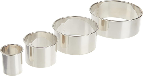 Ateco 4 Piece Round Cutters Set, Stainless Steel, Plain Edge in Graduated Sizes
