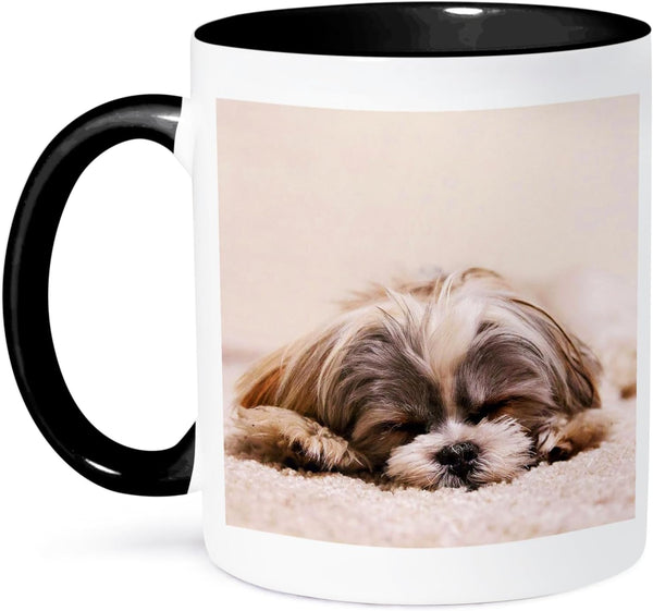 3dRose Ceramic Shih Tzu Sleeping Best Friend Mug, 1 Count (Pack of 1), Black