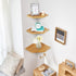 Set 2 Corner Wall Shelves, Corner Floating Shelves of Solid Oak Wood Display Shelf with Wire Hole Small Plant