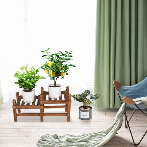 (33.5Long,Multiple Wood Flower Stand Small Plant Stand Indoor Outdoor Plant Shelf Low Window Shelf for Plants