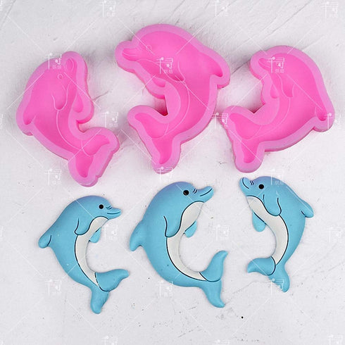 Set of 3 Dolphin Silicone Fondant Molds for Cake Decorating, Chocolate Candy, Sugar Craft, Epoxy Resin, Polymer Clay