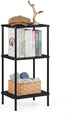 3 smusei Tier Small End Table Tall Telephone Table with Storage Shelves Black Sidetable for Small Spaces Tall Night