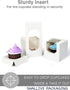 Individual White Cupcake Boxes with Window and Inserts, 15 Count Pre-Assembled Auto-Popup for Wedding Baby Shower