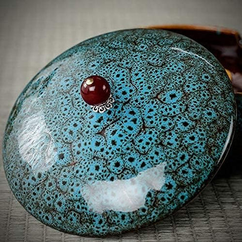 5.7" Ceramic Ashtray with Lids, Windproof Cigarette Ash Holder for Indoor or Outdoor Use