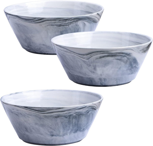 Yundu Grey Marble Ceramics Bowls Set, 58 Ounces Large Salad Bowl Set of 3, Dishwasher & Microwave Safe