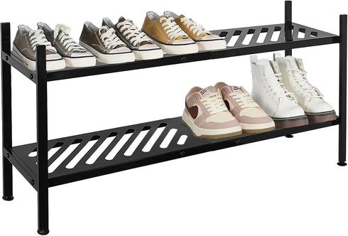 Shoe Rack - Metal Shoe Organizer 2 Tier Shoes Shelf Storage, 35