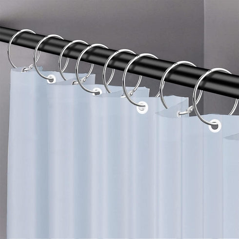 24 Pack Rust Proof Shower Curtain Rings, Circular Decorative Hooks for Bathroom, Metal Rings for Shower Curtain (Chrome)